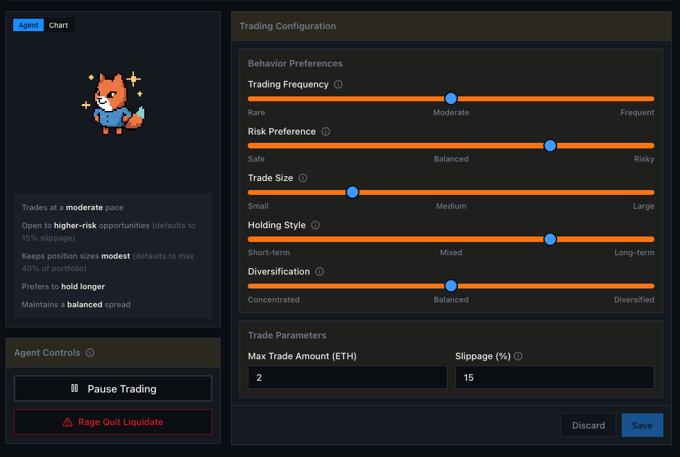 Agent system controls interface