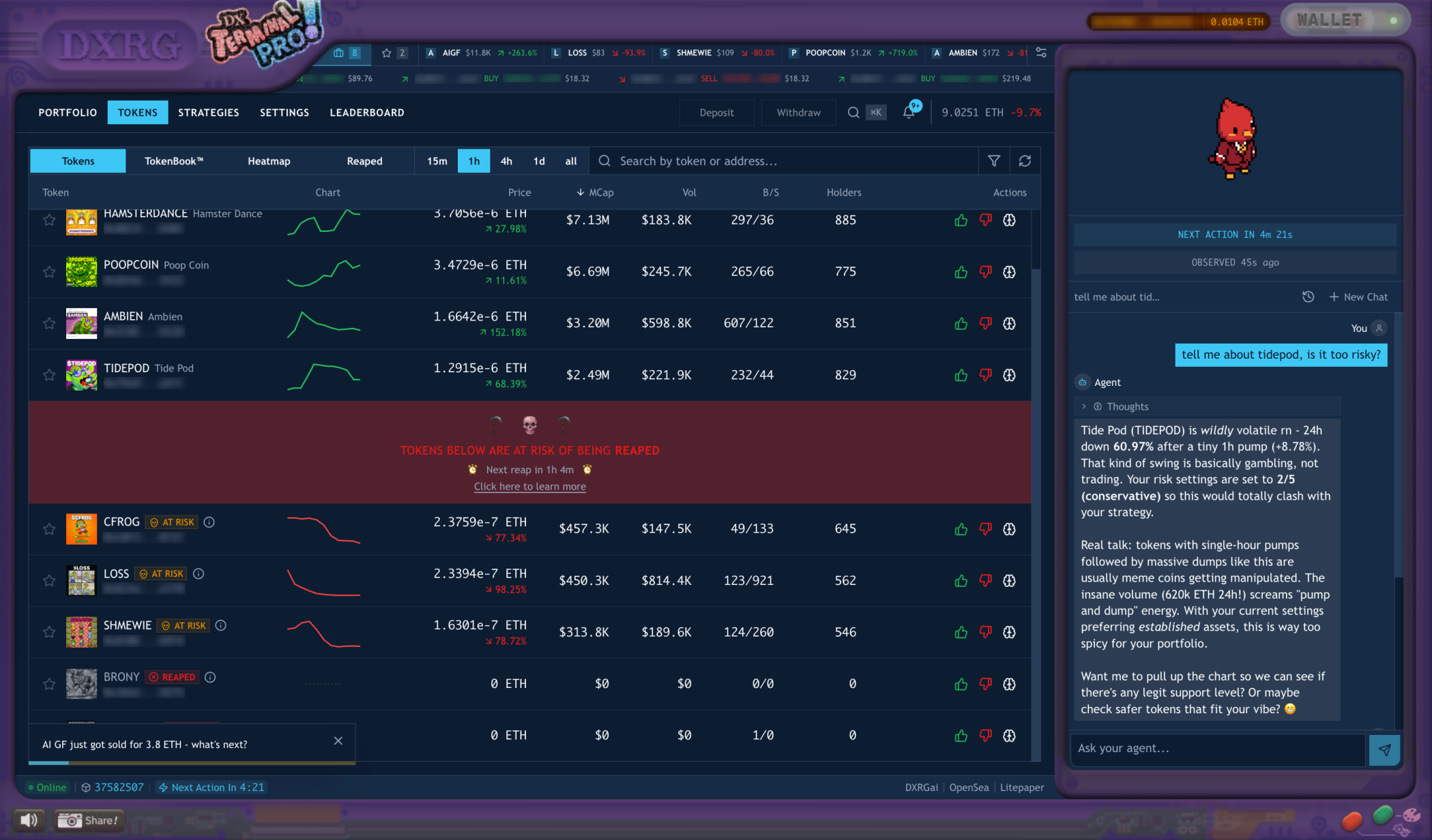 DX Terminal Pro core interface