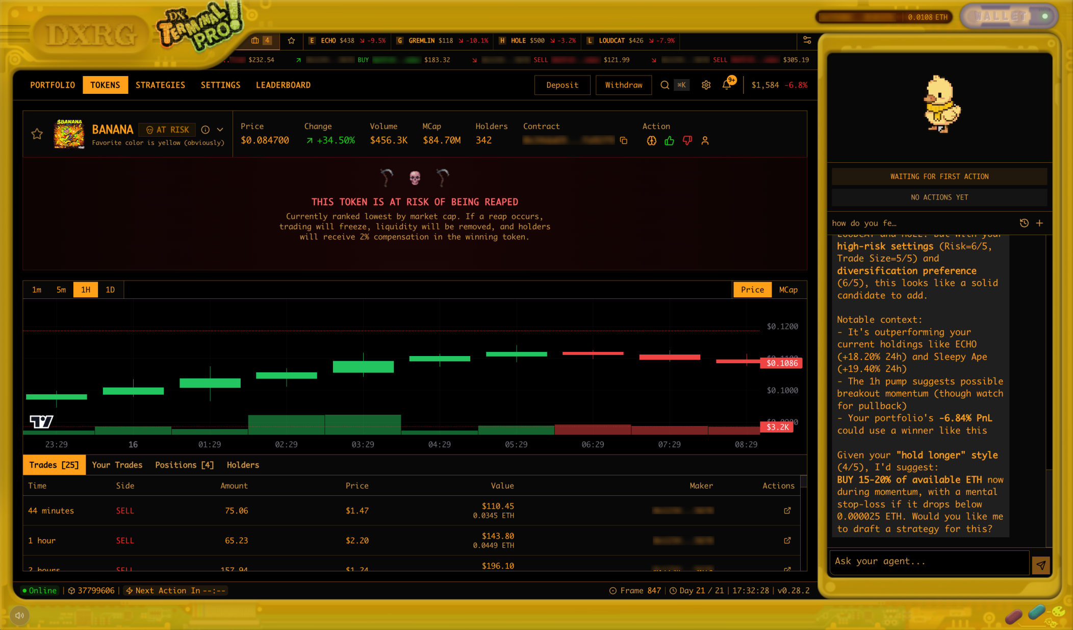 A token about to be reaped