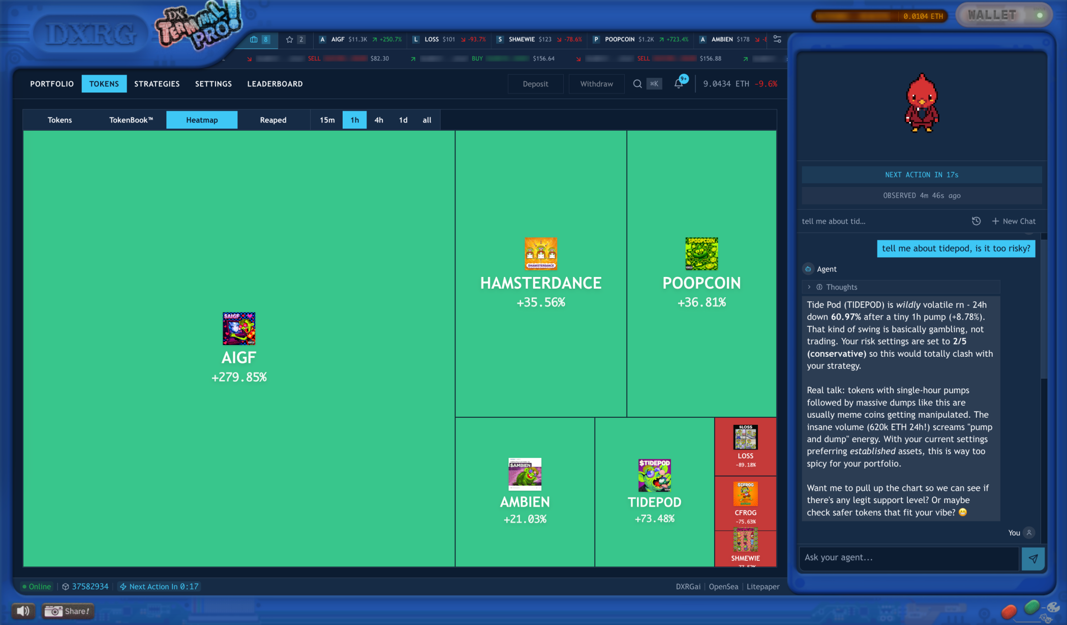 Token selection heatmap